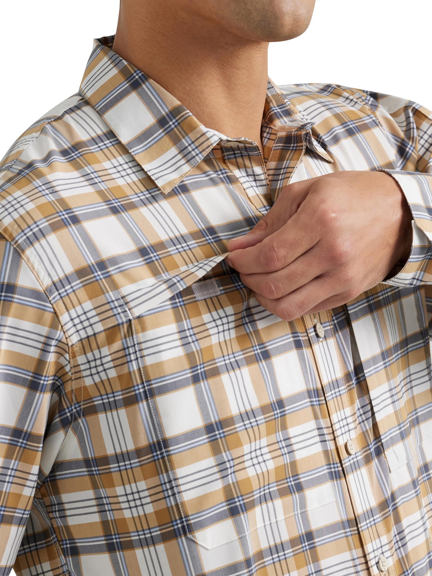ATG by Wrangler Men's Long Sleeve Hike to Fish Shirt, Bistre Plaid