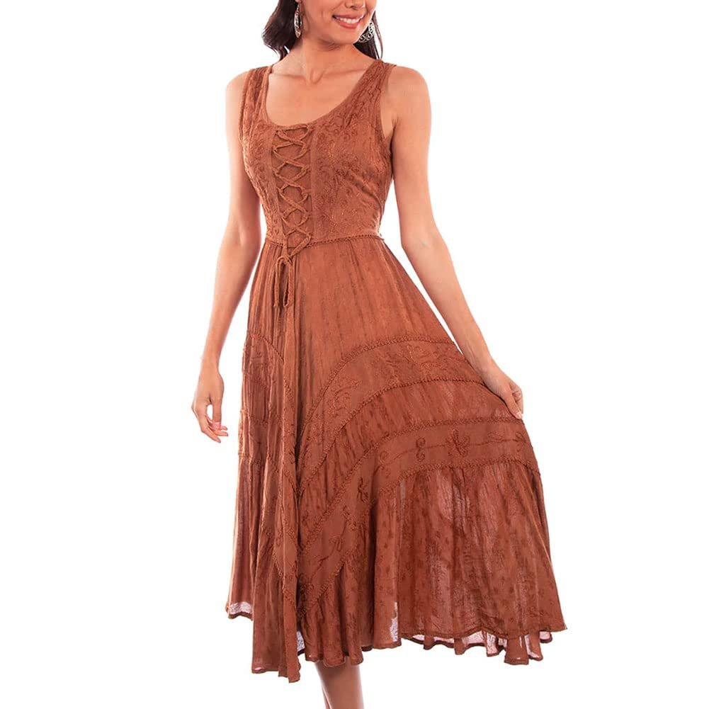 Scully Women's Lace Front Sleeveless Full Length Dress - Beige