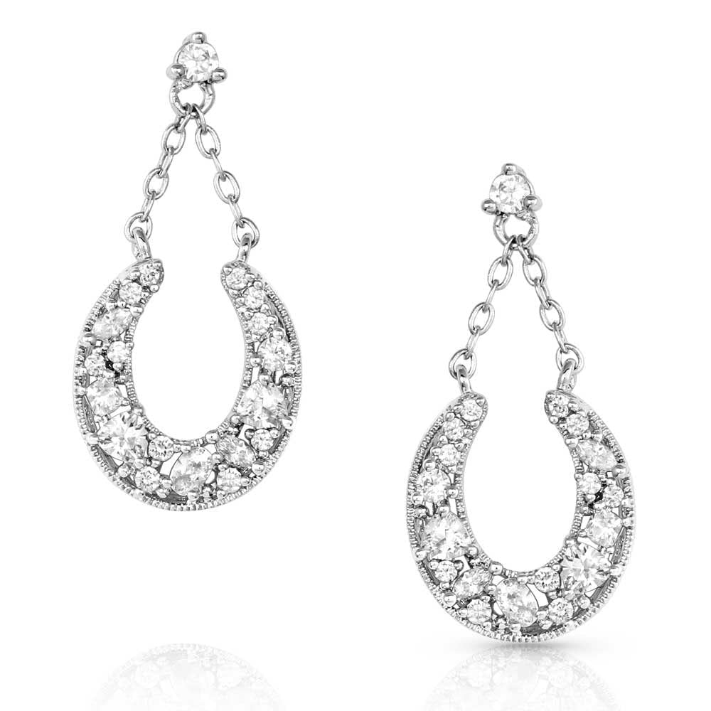 Montana Silversmiths Western Lifestyle Horseshoe Earrings (Intentional Luck Crystal Drop)