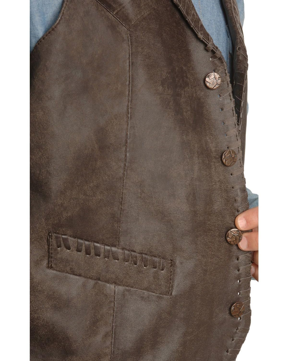 Scully Men's Whipstitch Lamb Leather Vest - Black Lamb