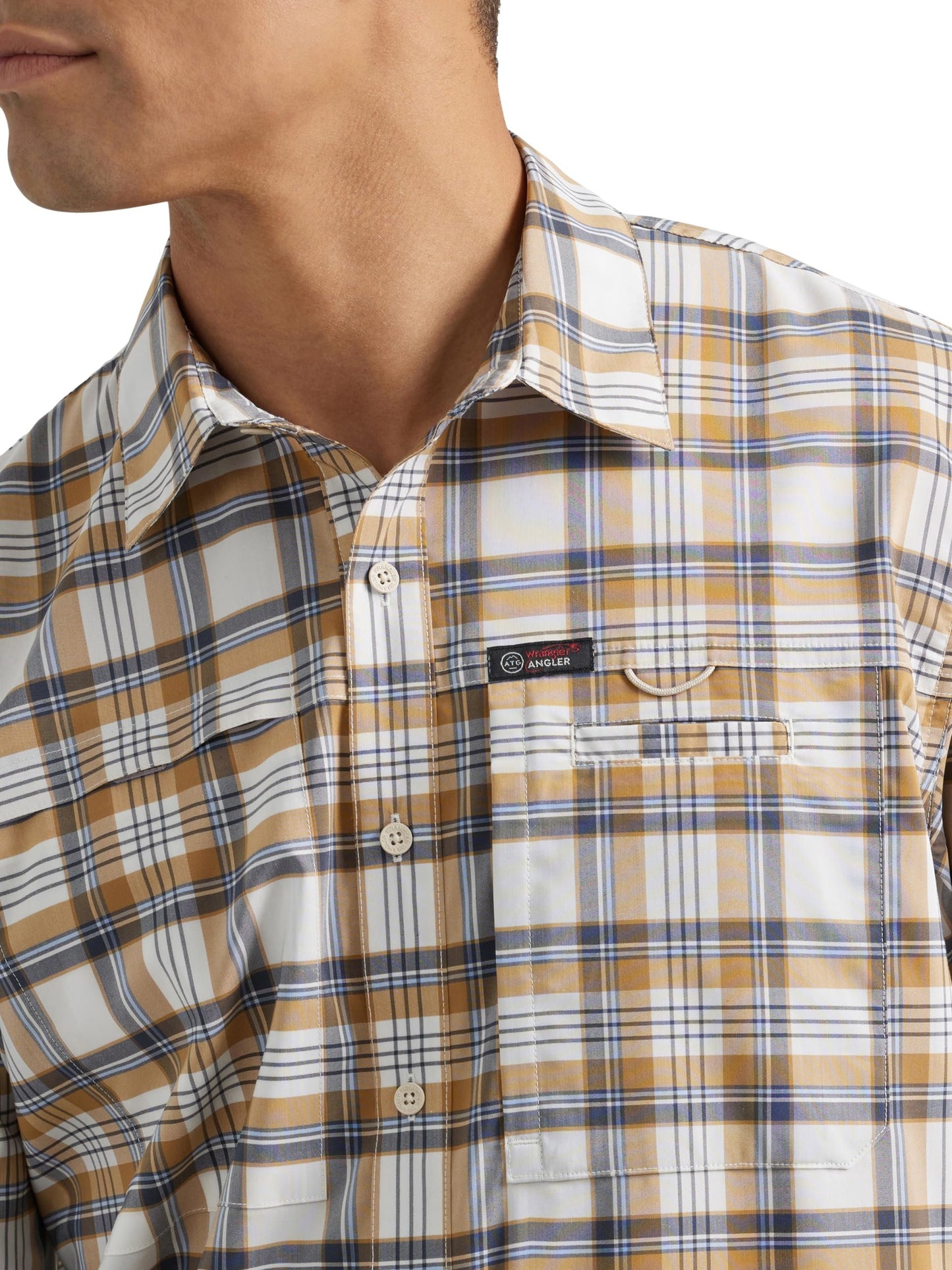 ATG by Wrangler Men's Long Sleeve Hike to Fish Shirt, Bistre Plaid
