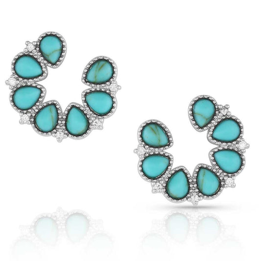 Montana Silversmiths Western Lifestyle Horseshoe Earrings (Lucky Seven Turquoise)