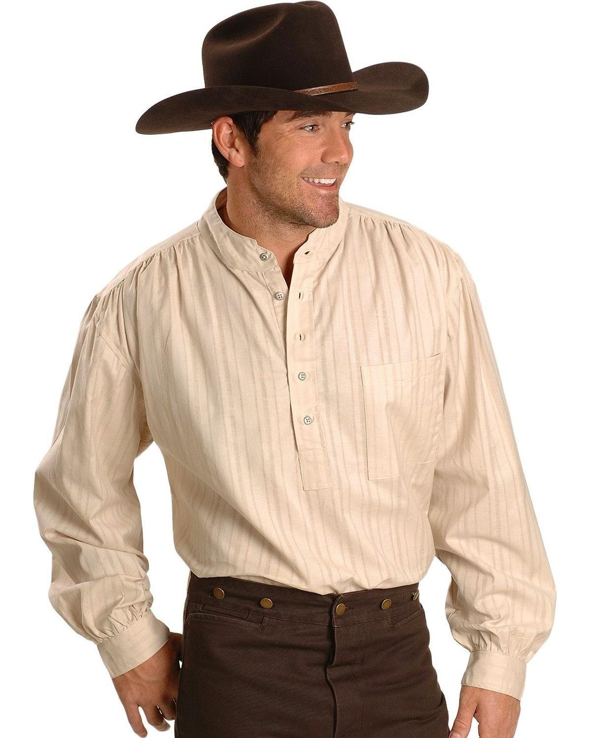 Scully Rangewear Men's Tonal Dobby Stripe Shirt - Natural