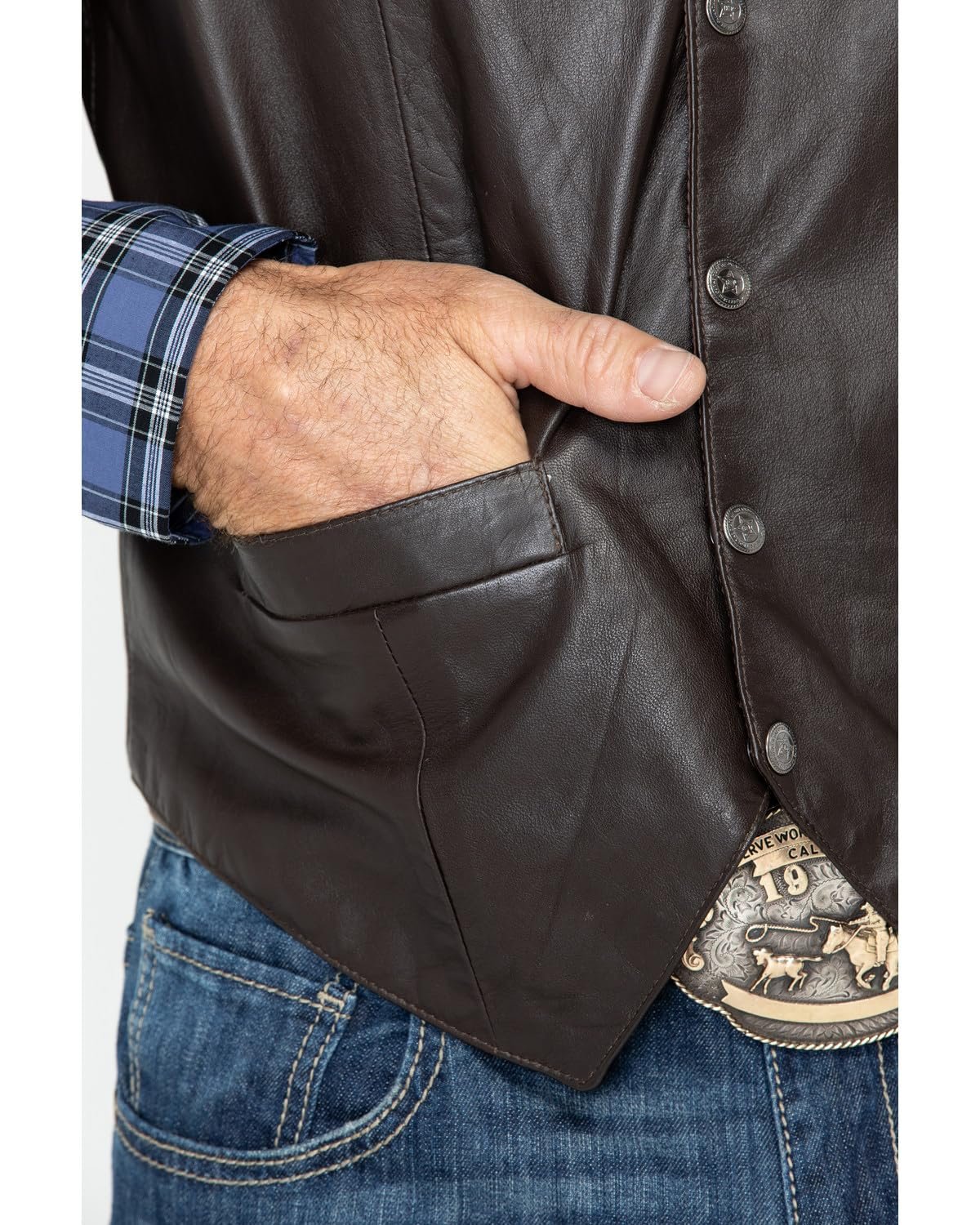 Scully Men's Soft Touch Lambskin Leather Snap Front Vest - Black