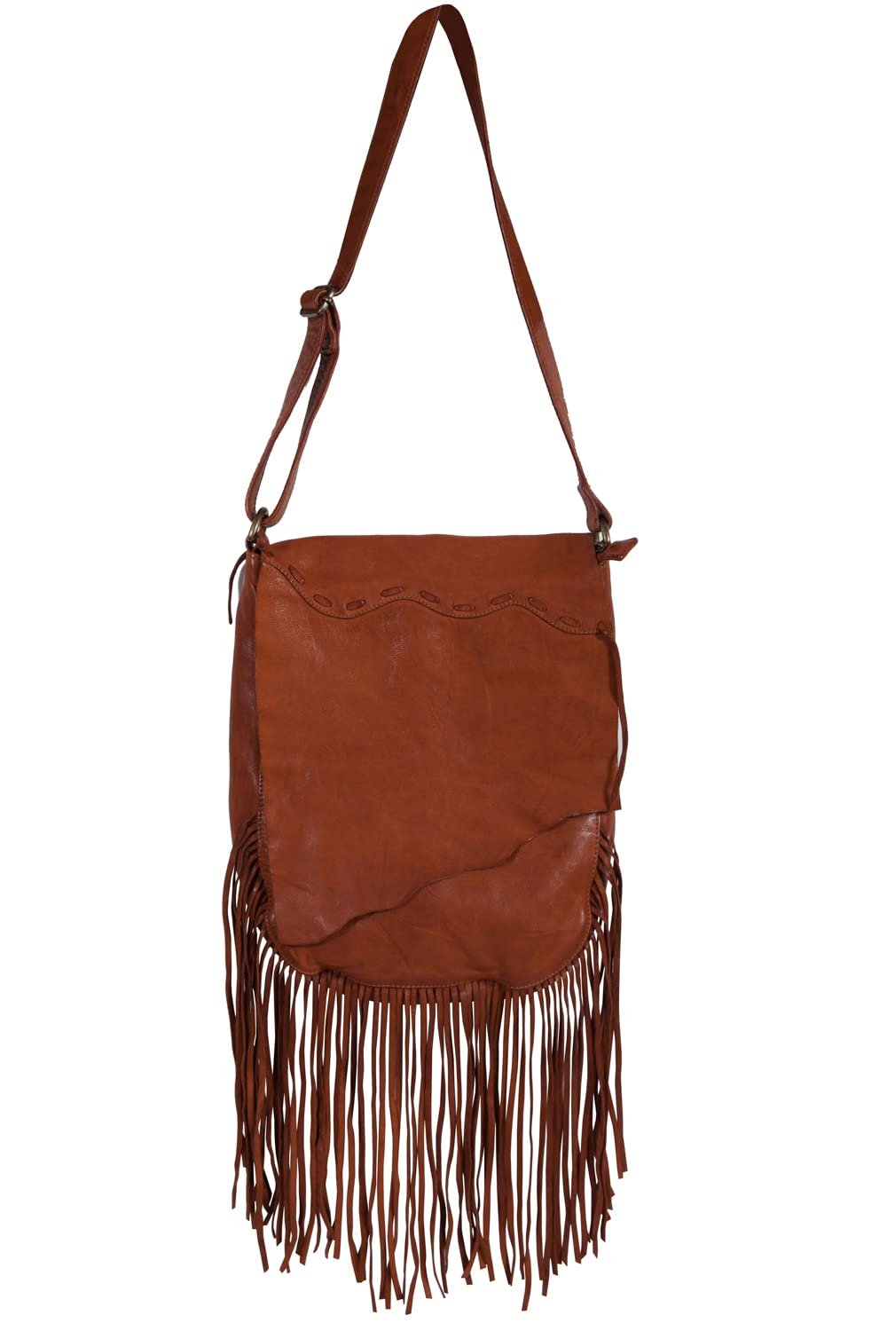 Scully Soft Leather Fringe Crossbody Bag - Cognac