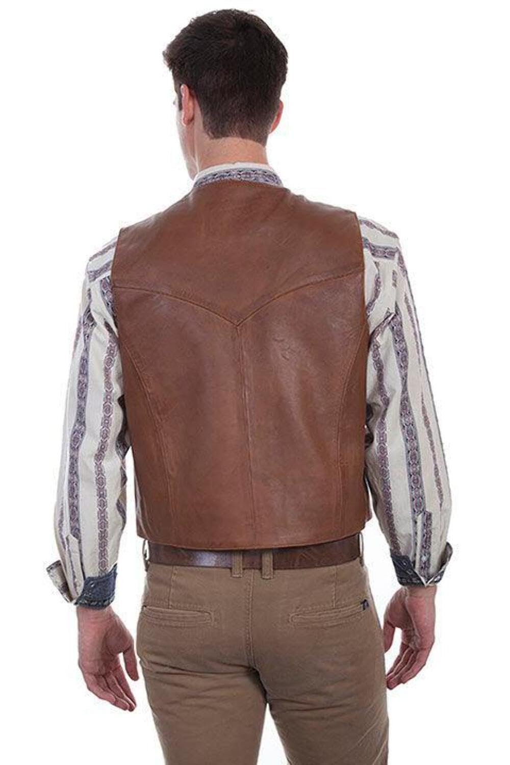 Scully Men's Soft Touch Lambskin Leather Snap Front Vest - Saddle Tan