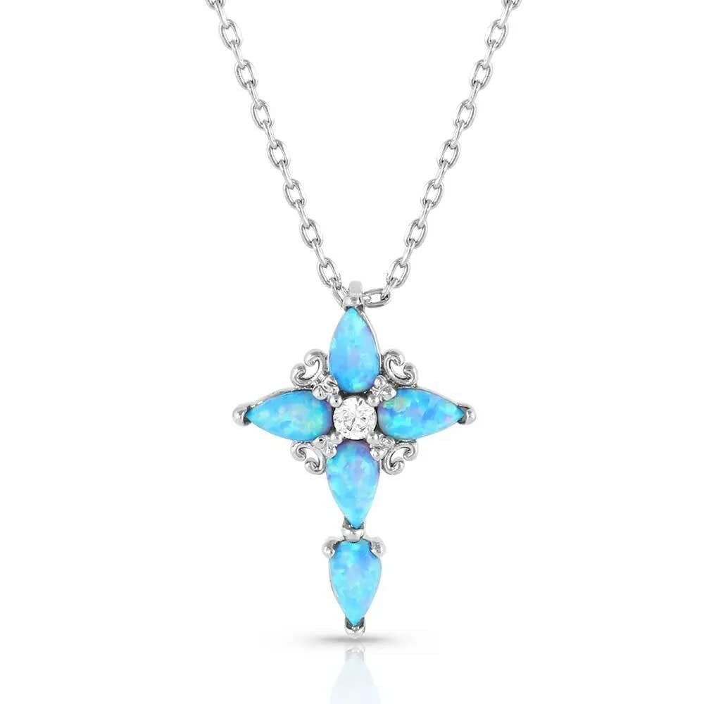 Montana Silversmiths Western Lifestyle Women's Cross Necklace (Inspirational Faith Opal Cross)