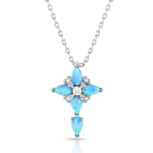 Montana Silversmiths Western Lifestyle Women's Cross Necklace (Inspirational Faith Opal Cross)