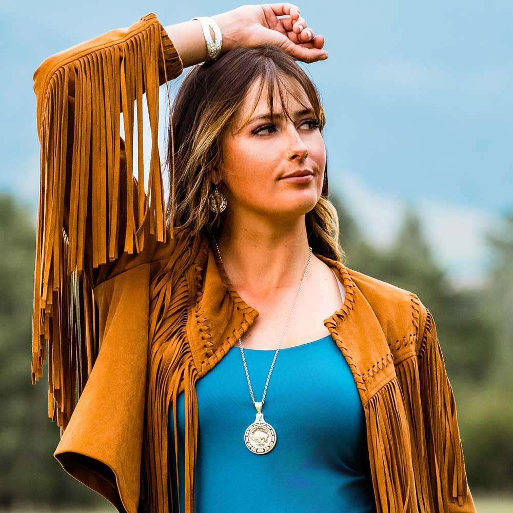 Montana Silversmiths Buffalo Plains Buffalo Nickel Coin Replica Pendant 28 Inch Necklace