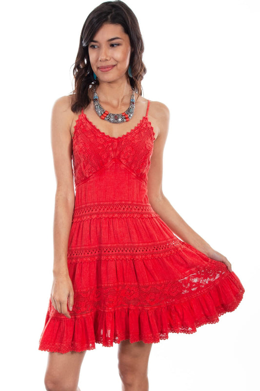 Scully Women's Cantina Spaghetti Strap Short Dress - Brick