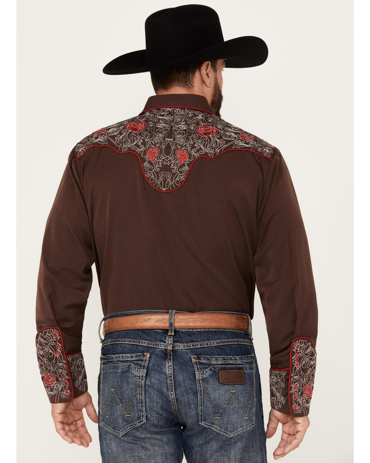 Scully Men's Rose Embroidered Long Sleeve Snap Shirt