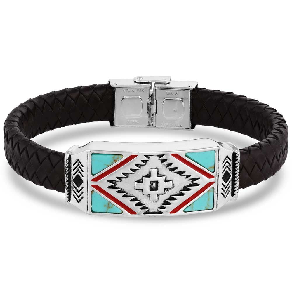 Montana Silversmiths Men's Western Lifestyle Inspired Southwest Storm Cloud Leather Bracelet