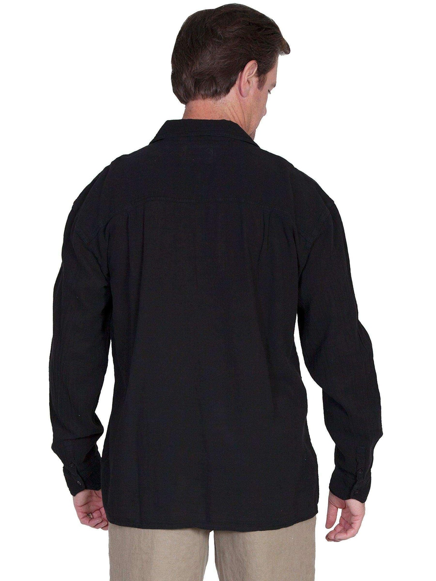 Scully Men's Cantina Lace-Up Long Sleeve Shirt - Black