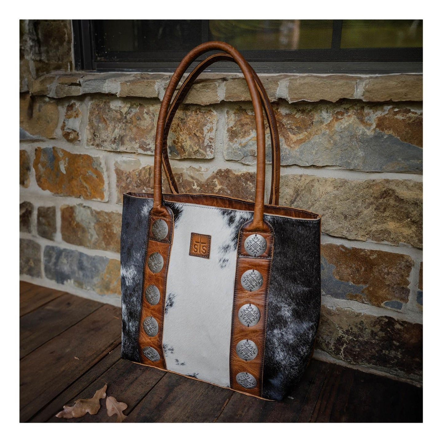 STS Ranchwear Womens Vaquero Cowhide/Tan Leather Tote Bag