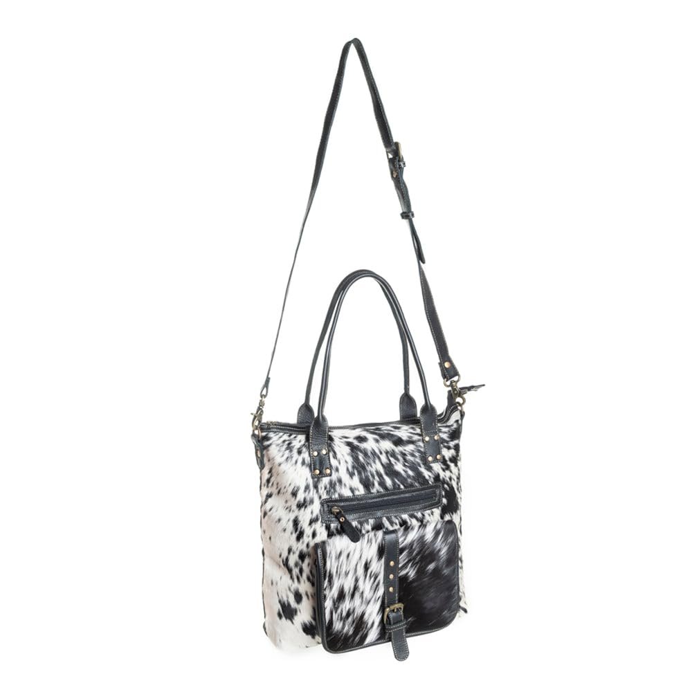 Myra Bag Tote Bag with Zipper in Mesa Maverick Hair-On Hide Detachable Strap L