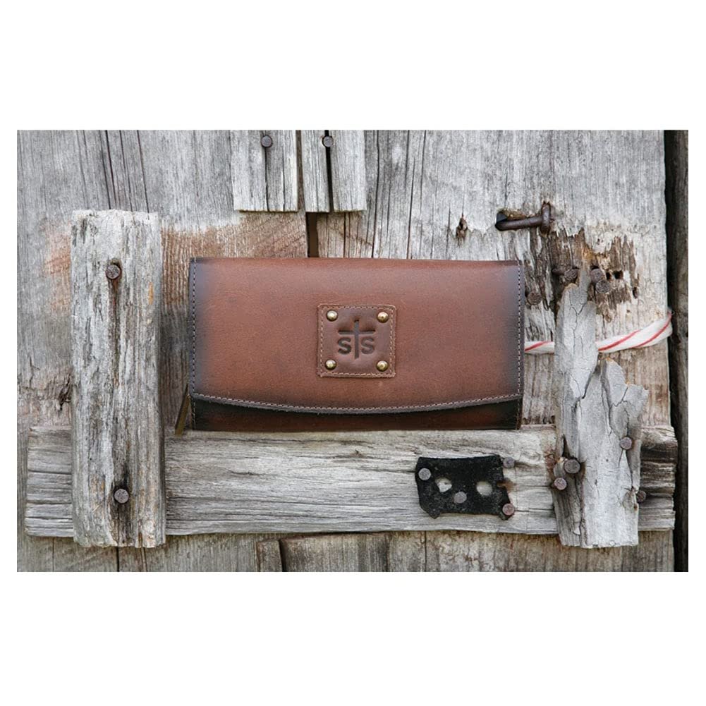 STS Ranchwear Womens Baroness Distressed Brown Leather Trifold Wallet