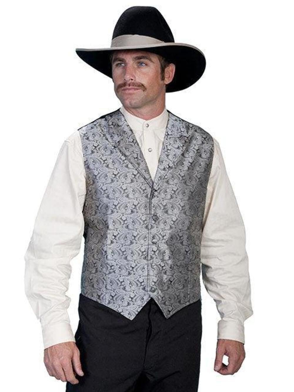 Scully Rangewear Men's Paisley Button Vest - Grey