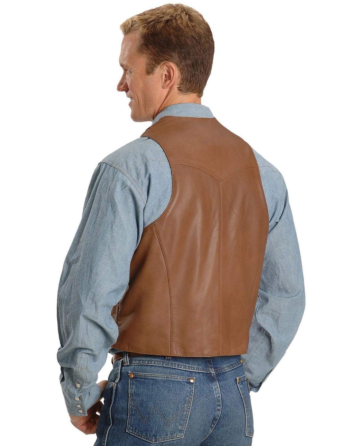 Scully Men's Whipstitch Lamb Leather Vest - Ranch Tan