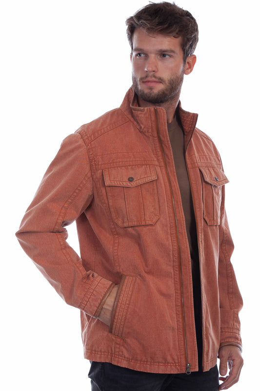 Scully Western Men's Zip Front Lightweight Pockets Jacket in Rust