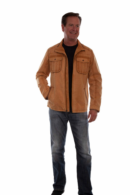 Scully Western Men's Zip Front Lightweight Pockets Jacket in Tan