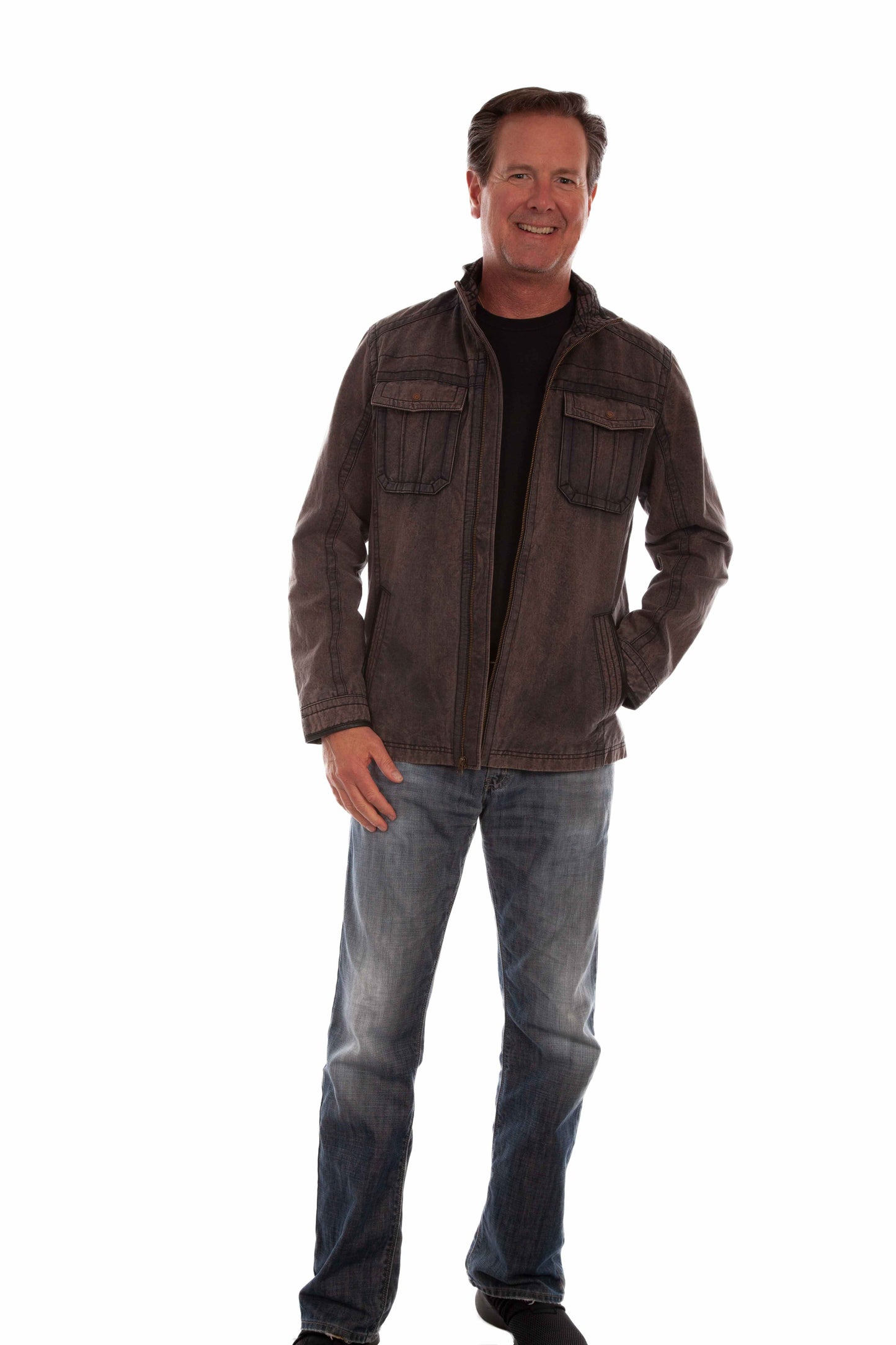 Scully Western Men's Zip Lightweight Pockets Jacket in Black