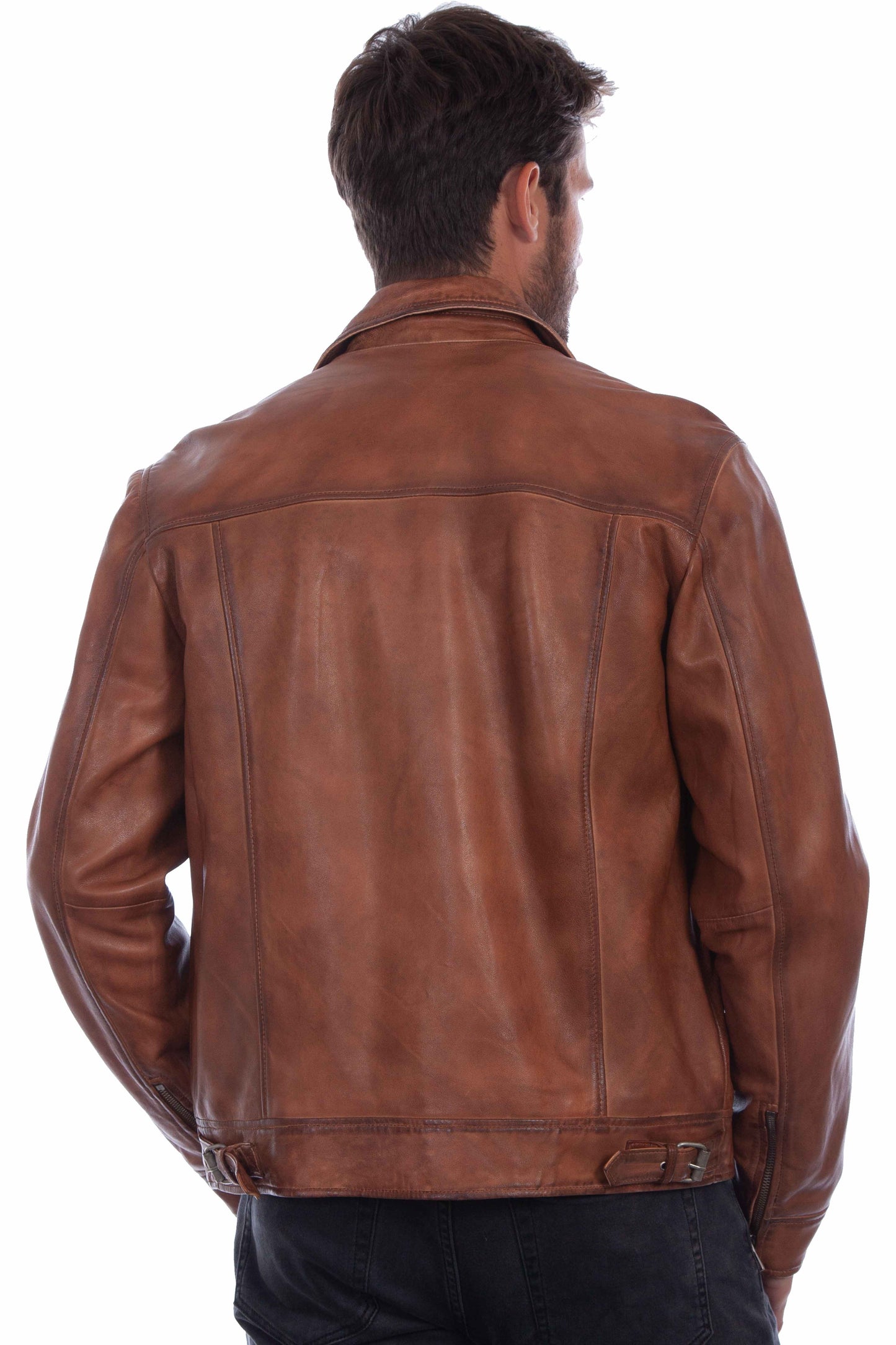Scully Men's Leather Bomber Jacket in Cognac Soft Lamb