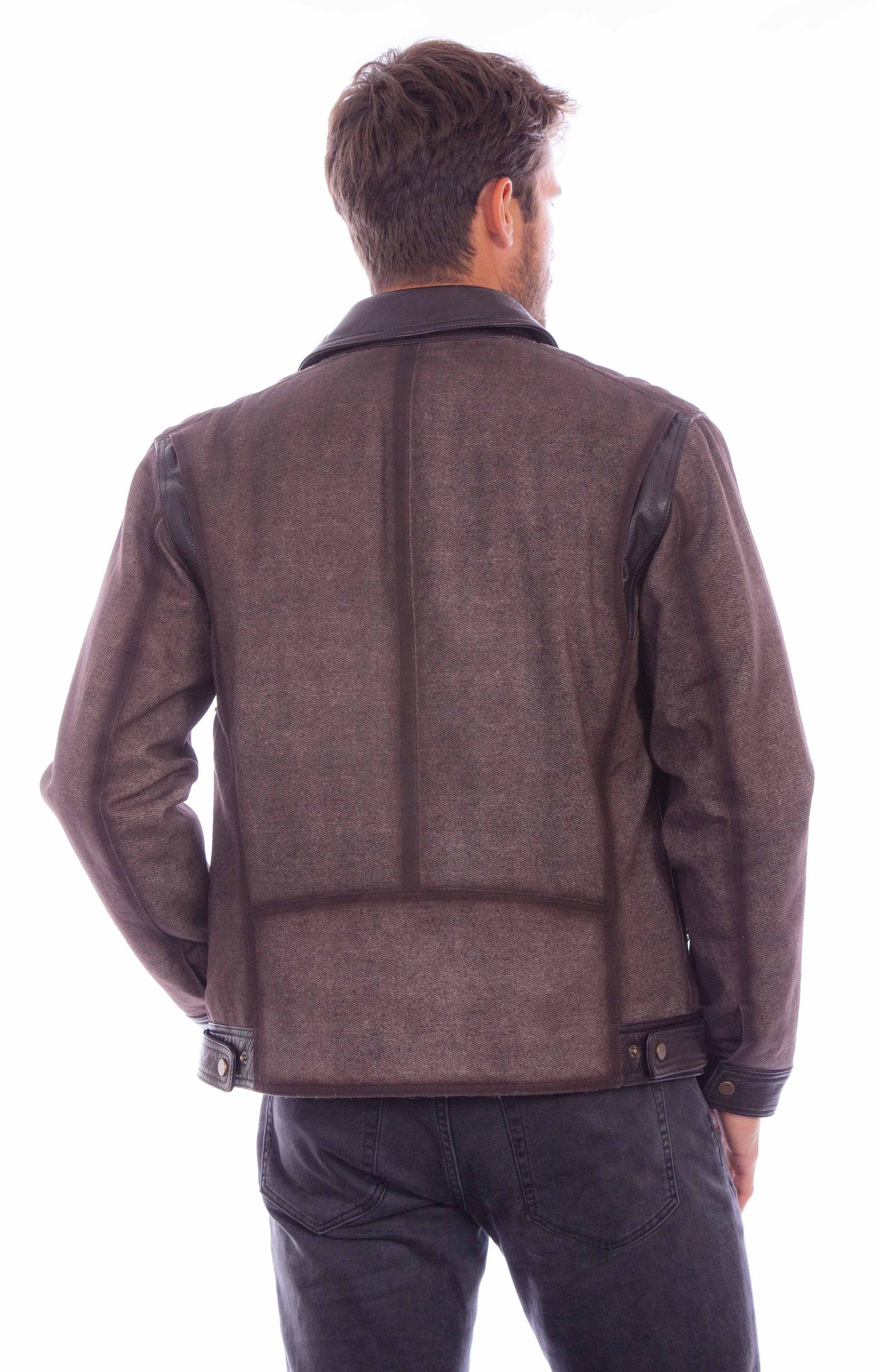 Scully Men's Modern Bomber Leather Jacket in Brown