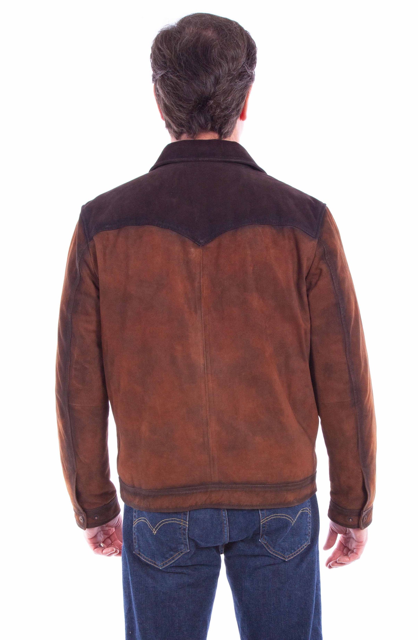 Scully Western Men's Two Tone Leather Zip Front Jacket in Brown