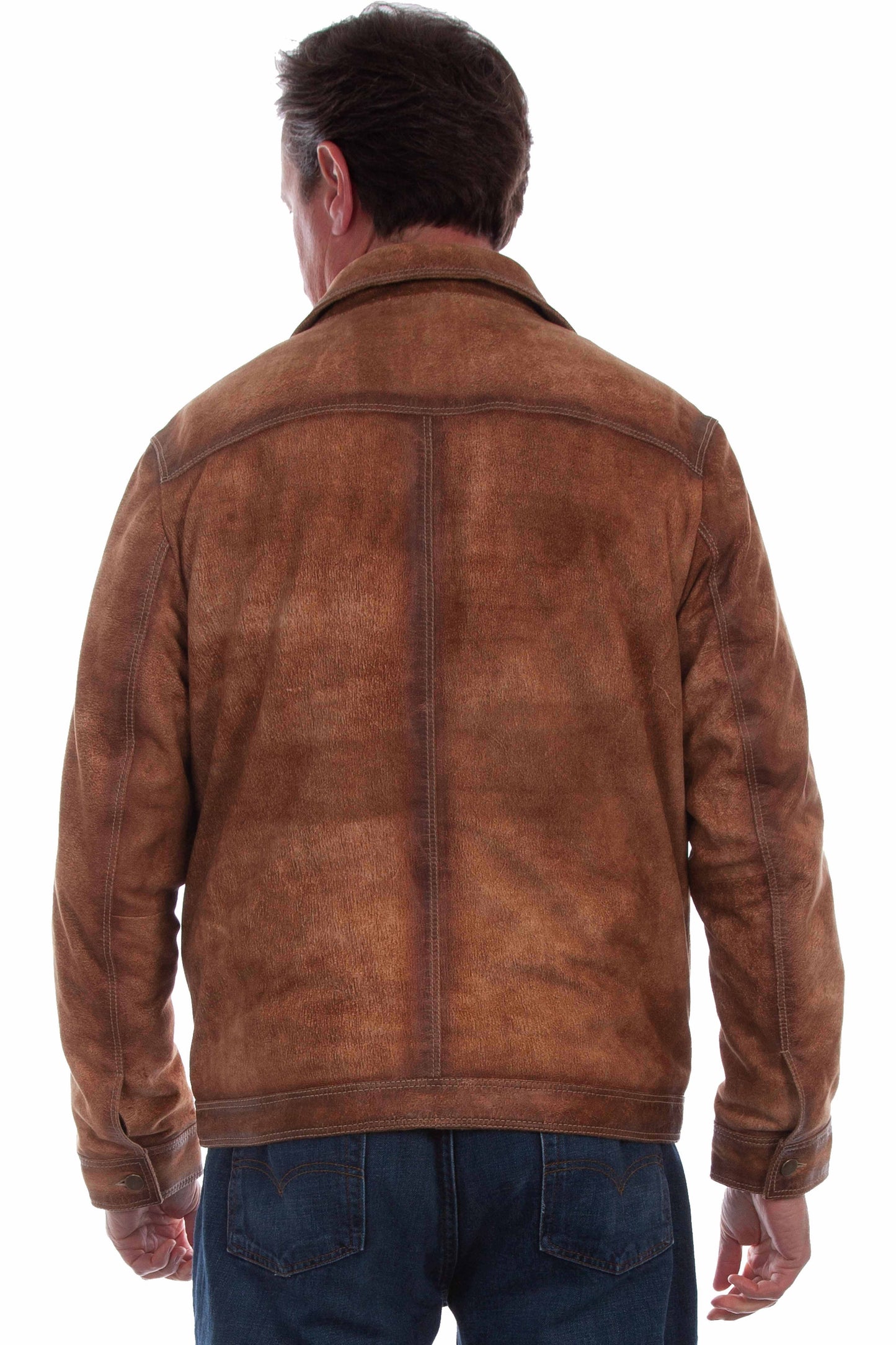 Scully Western Men's Leather Button Front Jacket in Teak