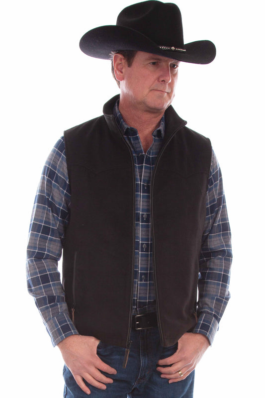 Scully Men's Zip Up Leather Vest in Black Lamb