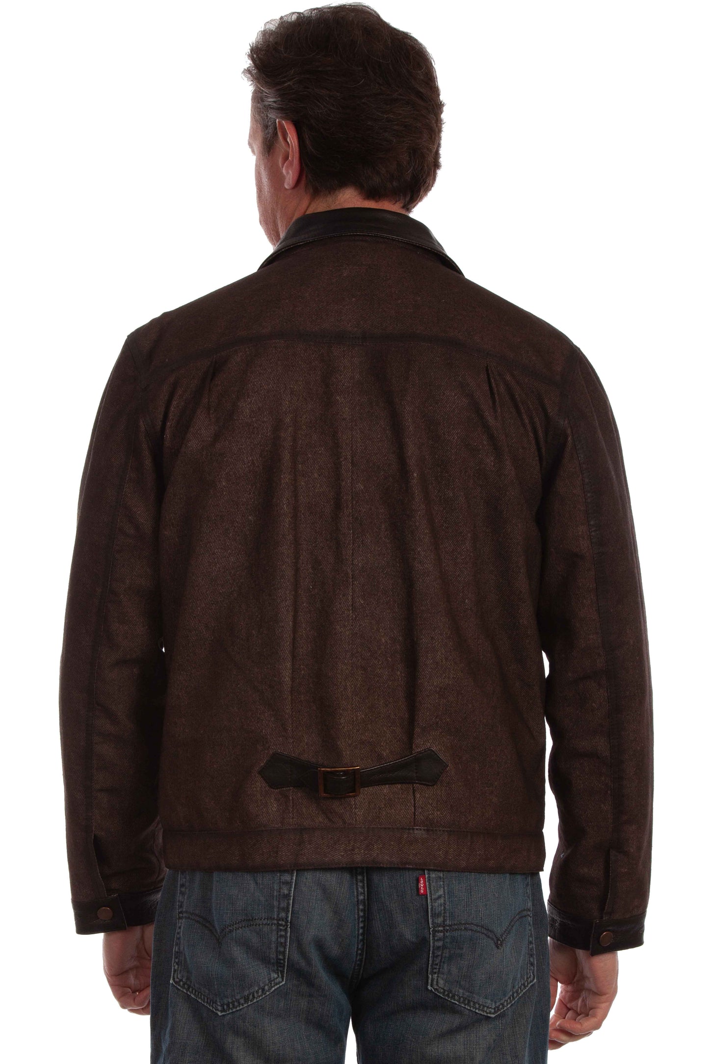 Scully Men's Button Front Leather Jacket in Brown