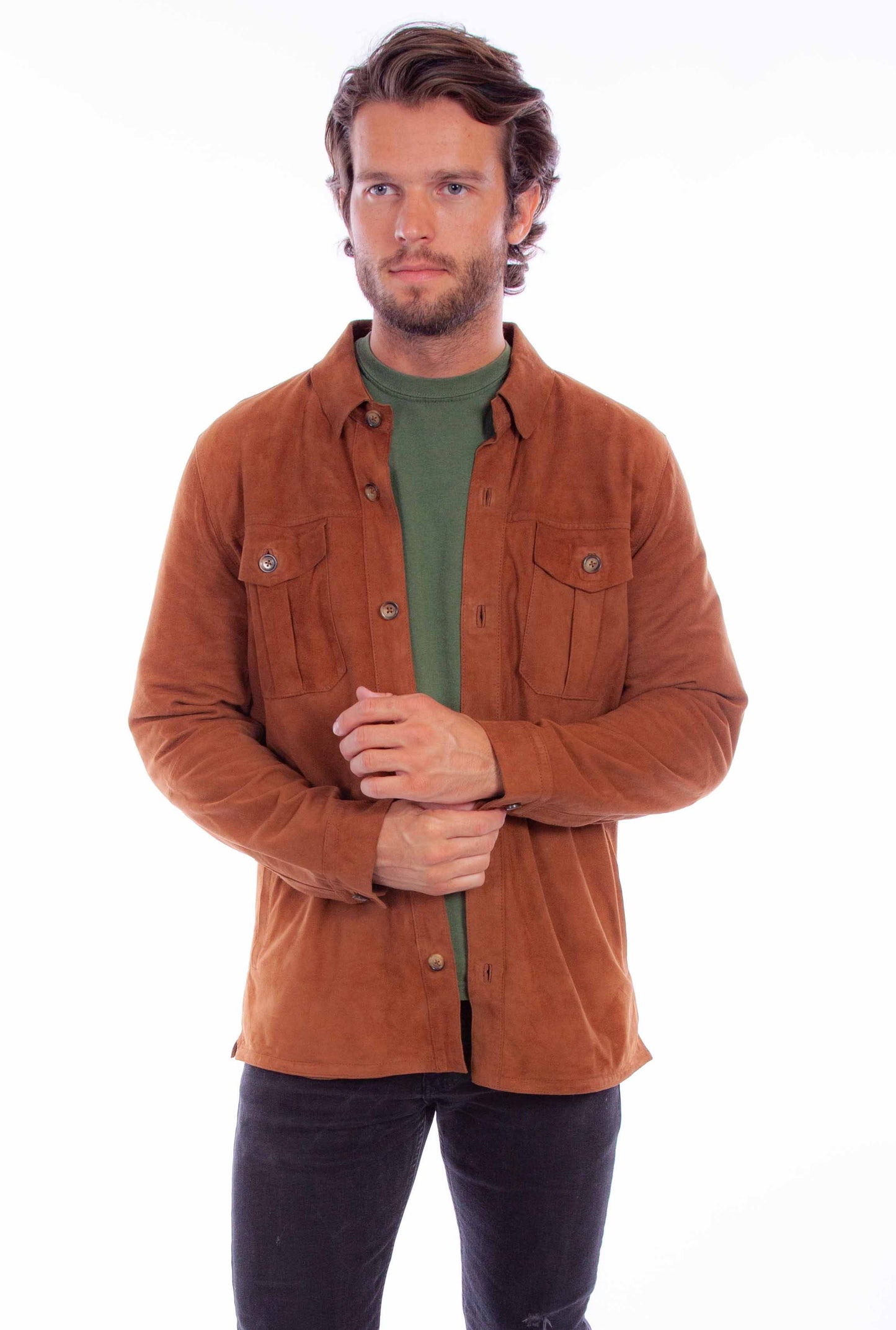 Scully Western Men's Leather Button Front Jacket in Cinnamon