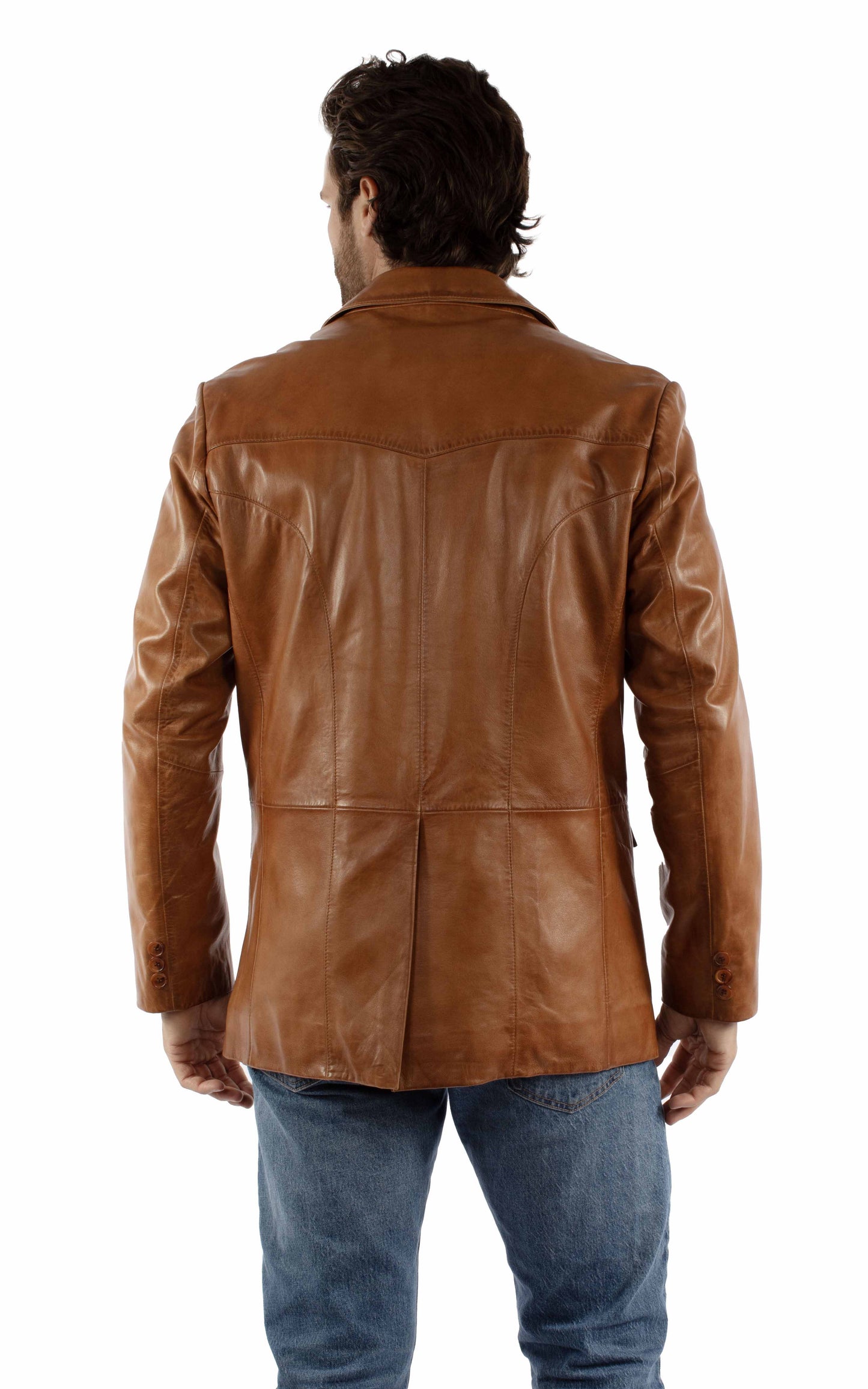 Scully Western Men's Leather Reg Blazer in Antique Cognac