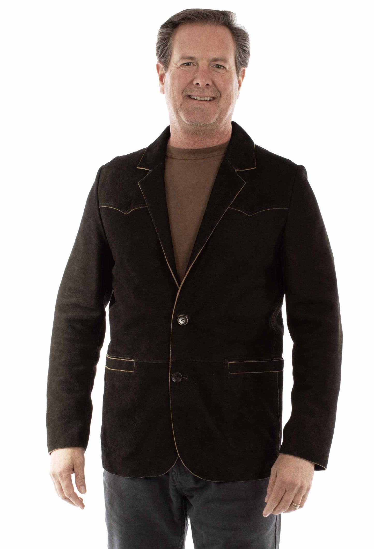Scully Men's Color Blazer in Black Lamb Suede