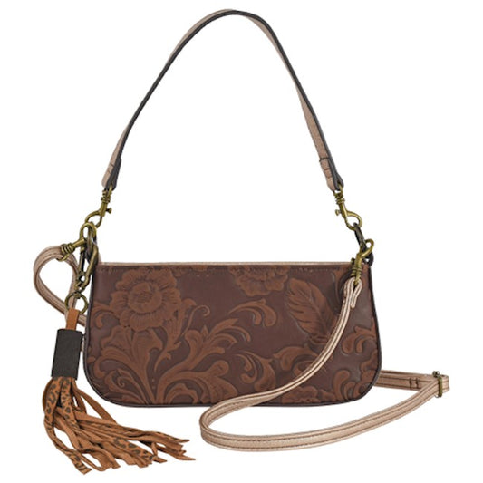 Catchfly Studio Embossed Floral Print Mini Shoulder Bag