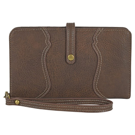 Justin Boot Company Textured Brown Slim Wristlet Wallet