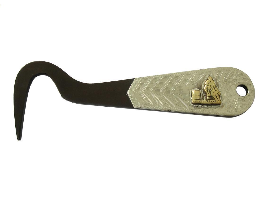 Hoof pick with decorative handle on a white background