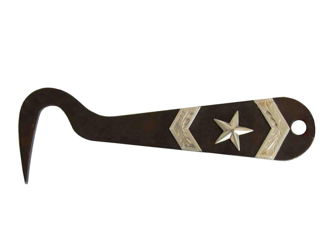 Decorative hoof pick with a star design on a white background