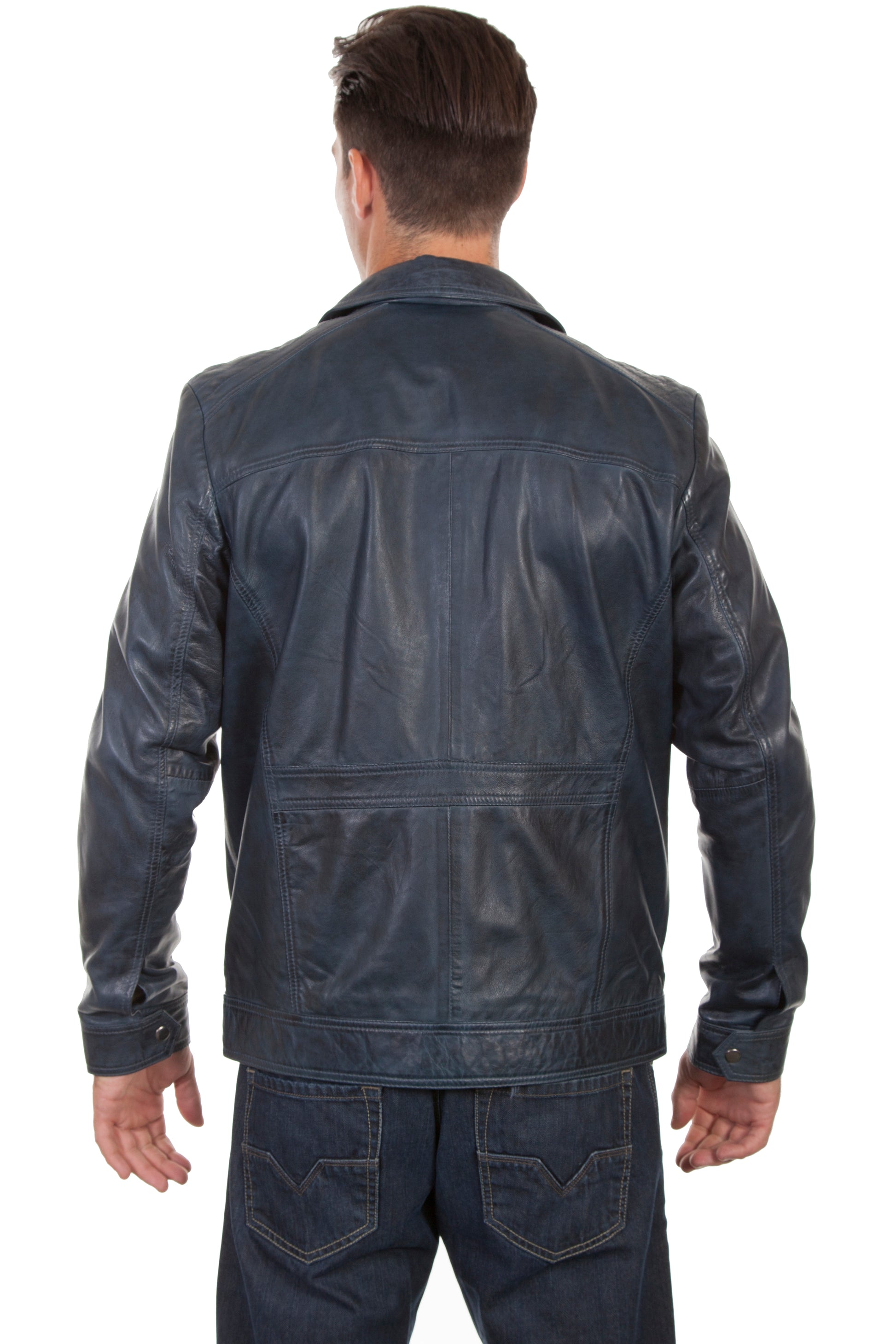 Scully Western Men's Tailored Lamb Zip Closure Jacket in Denim