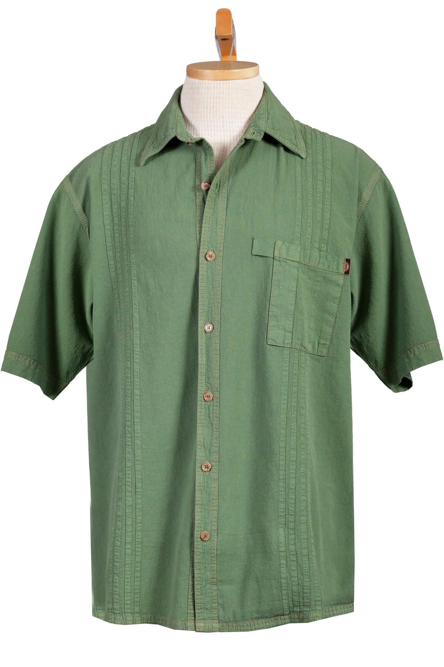 Scully Western Men's The Traveler Short Sleeve Pleated Shirt in Moss