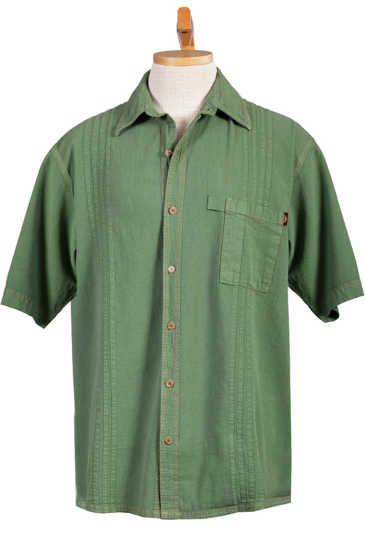 Scully Western Men's The Traveler Short Sleeve Pleated Shirt in Moss