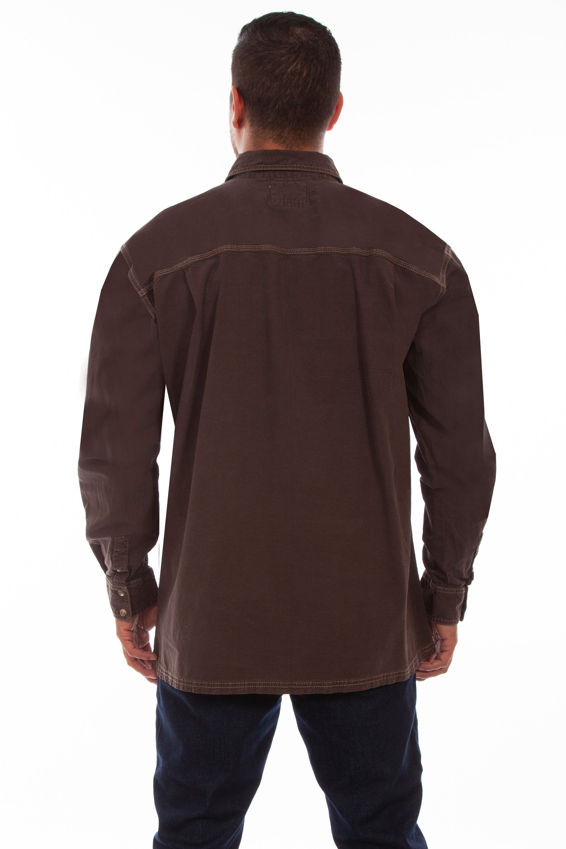 Scully Western Men's Outdoor Button Shirt in Chocolate