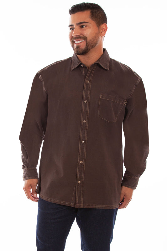 Scully Western Men's Outdoor Button Shirt in Chocolate