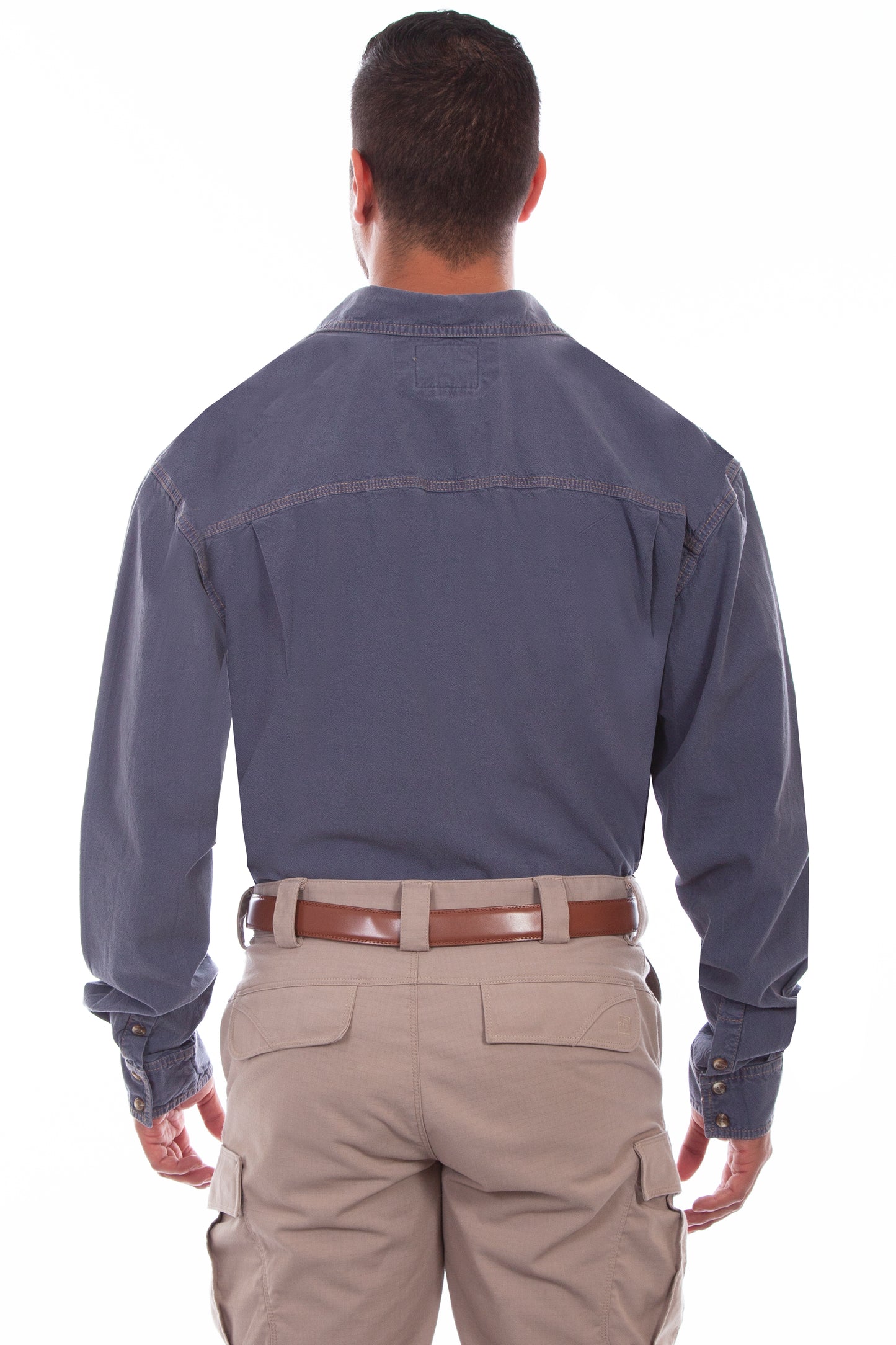 Scully Western Men's Outdoor Button Shirt in Vallarta Blue