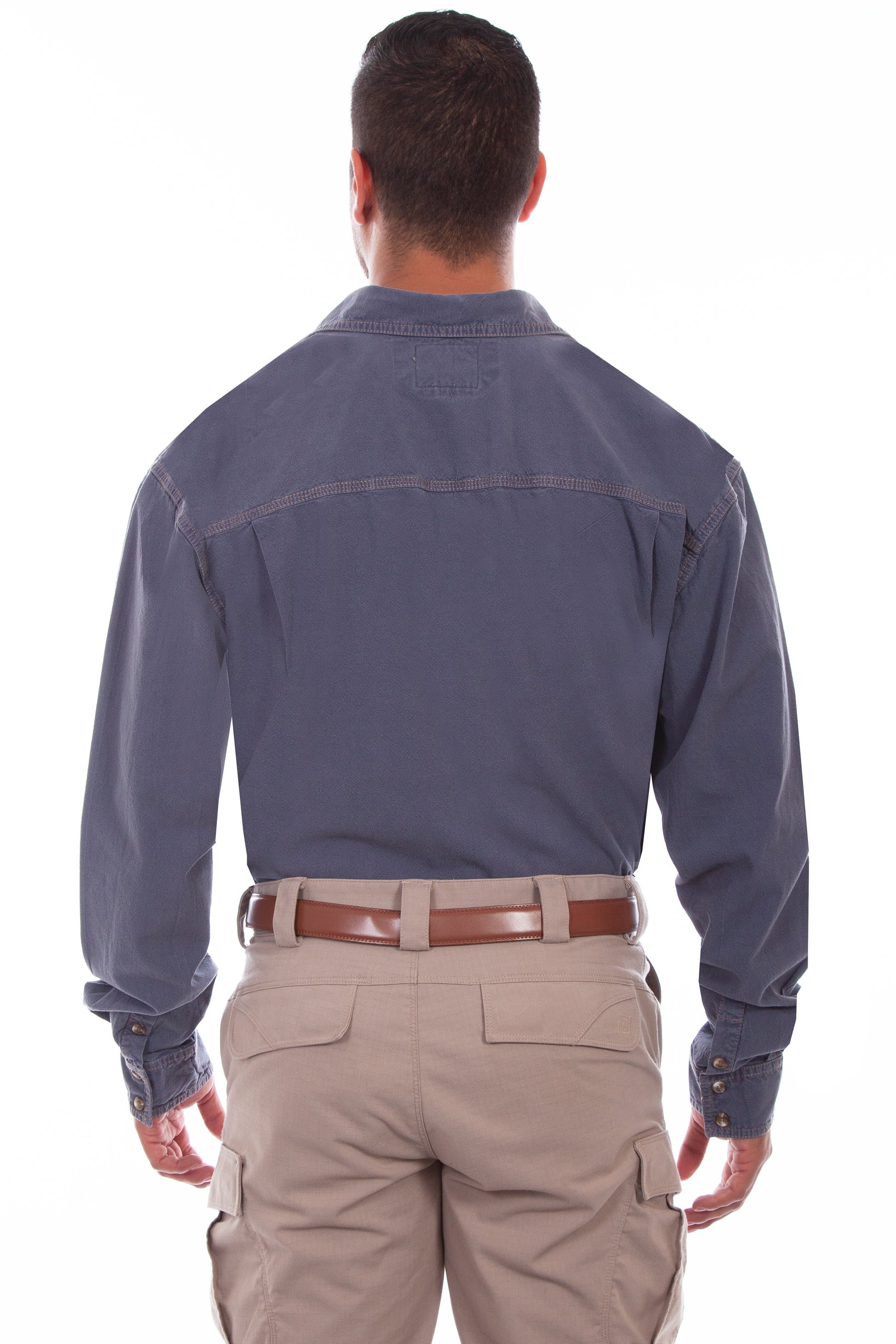 Scully Western Men's Outdoor Button Shirt in Vallarta Blue