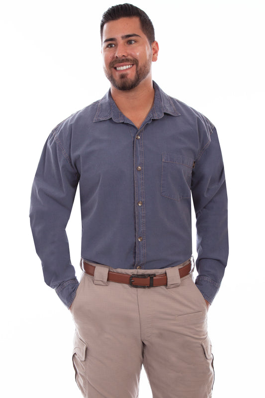 Scully Western Men's Outdoor Button Shirt in Vallarta Blue