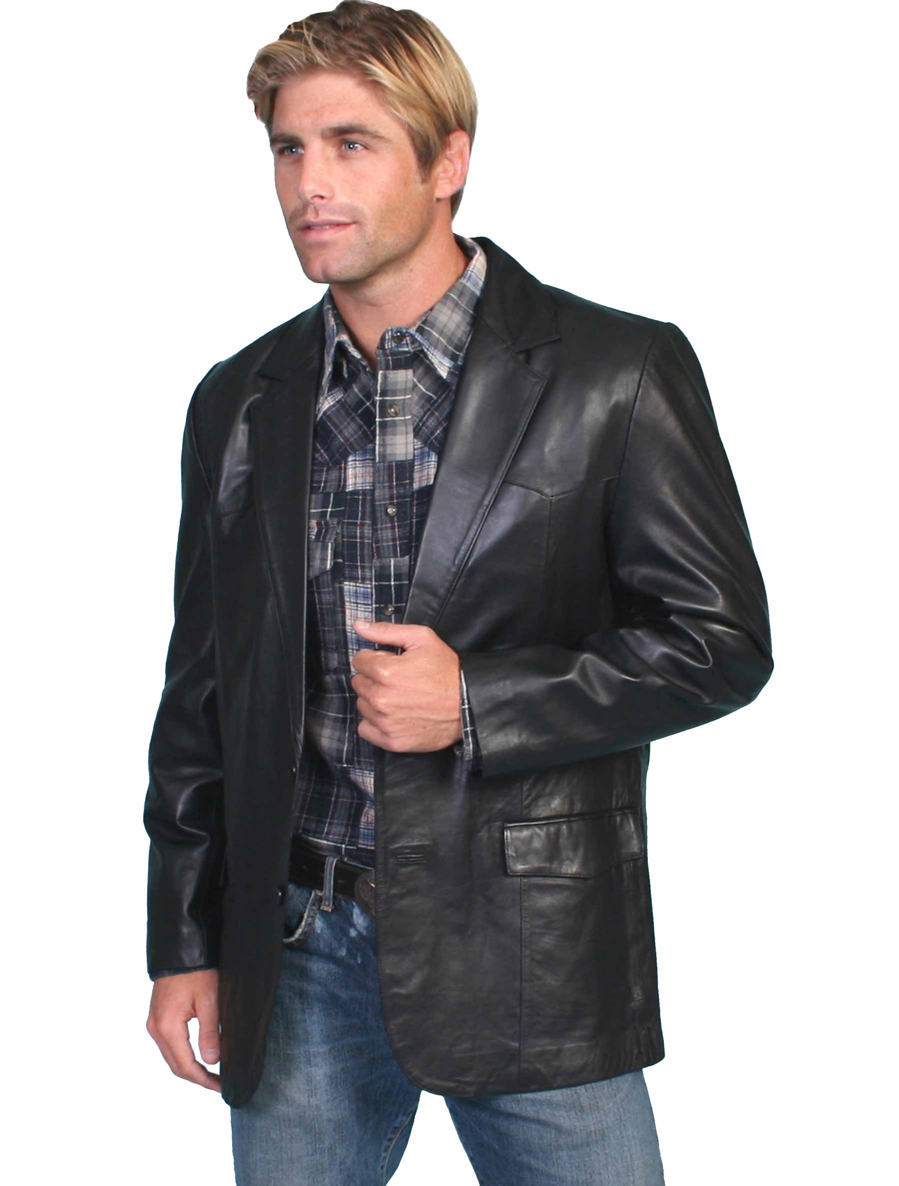 Scully Western Men's Lambskin Classic Blazer in Black