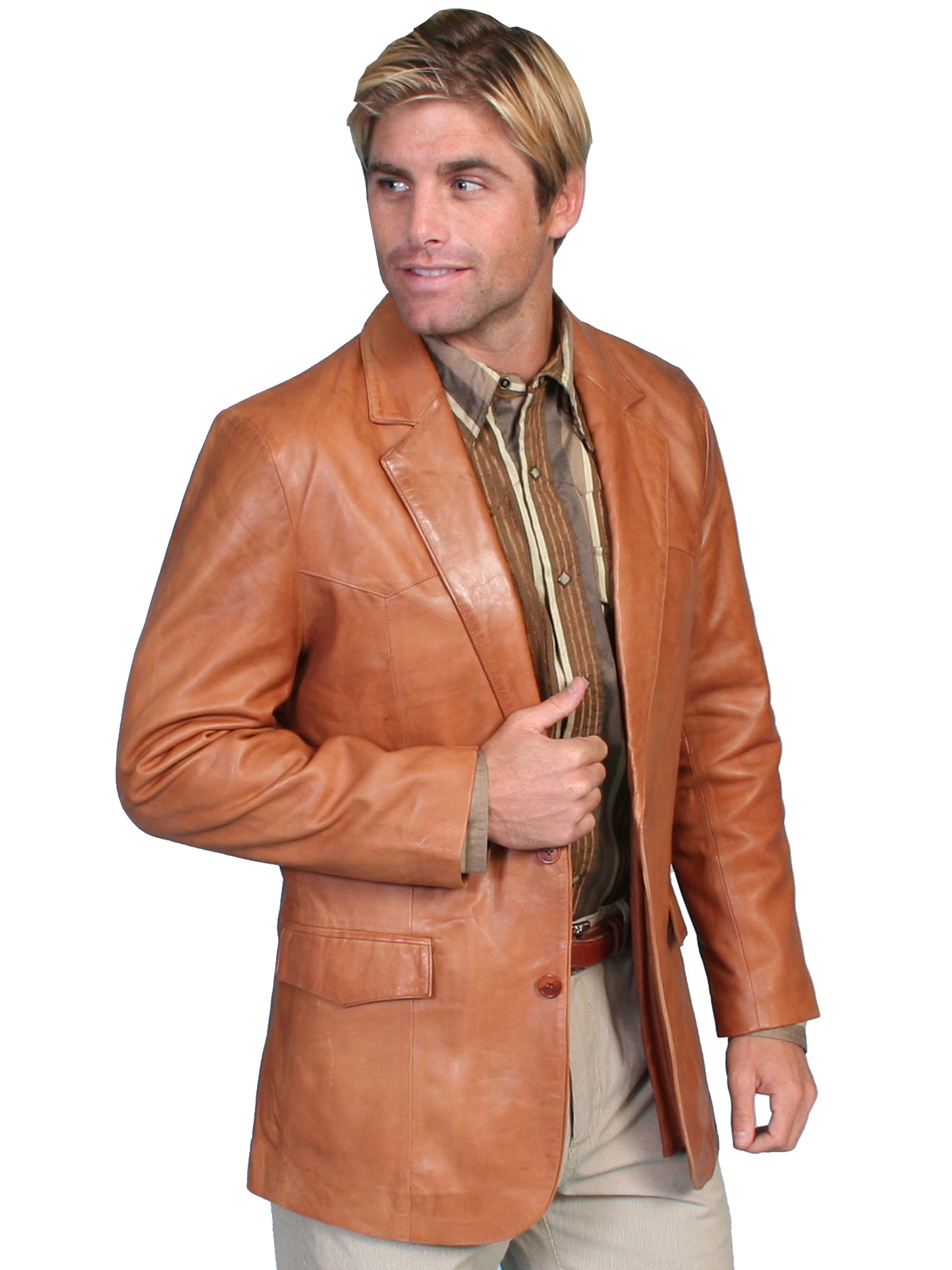 Scully Western Men's Leather Lambskin Blazer in Ranch Tan
