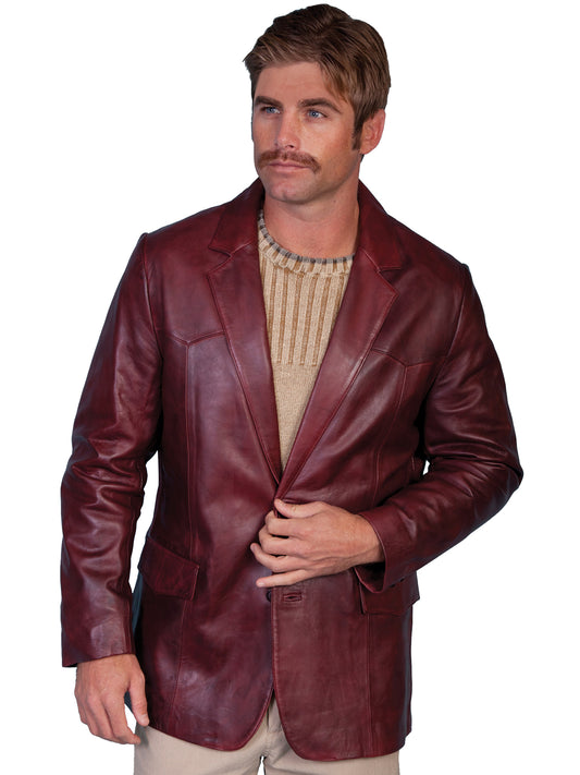 Scully Western Men's Lambskin Classic Blazer in Black Cherry