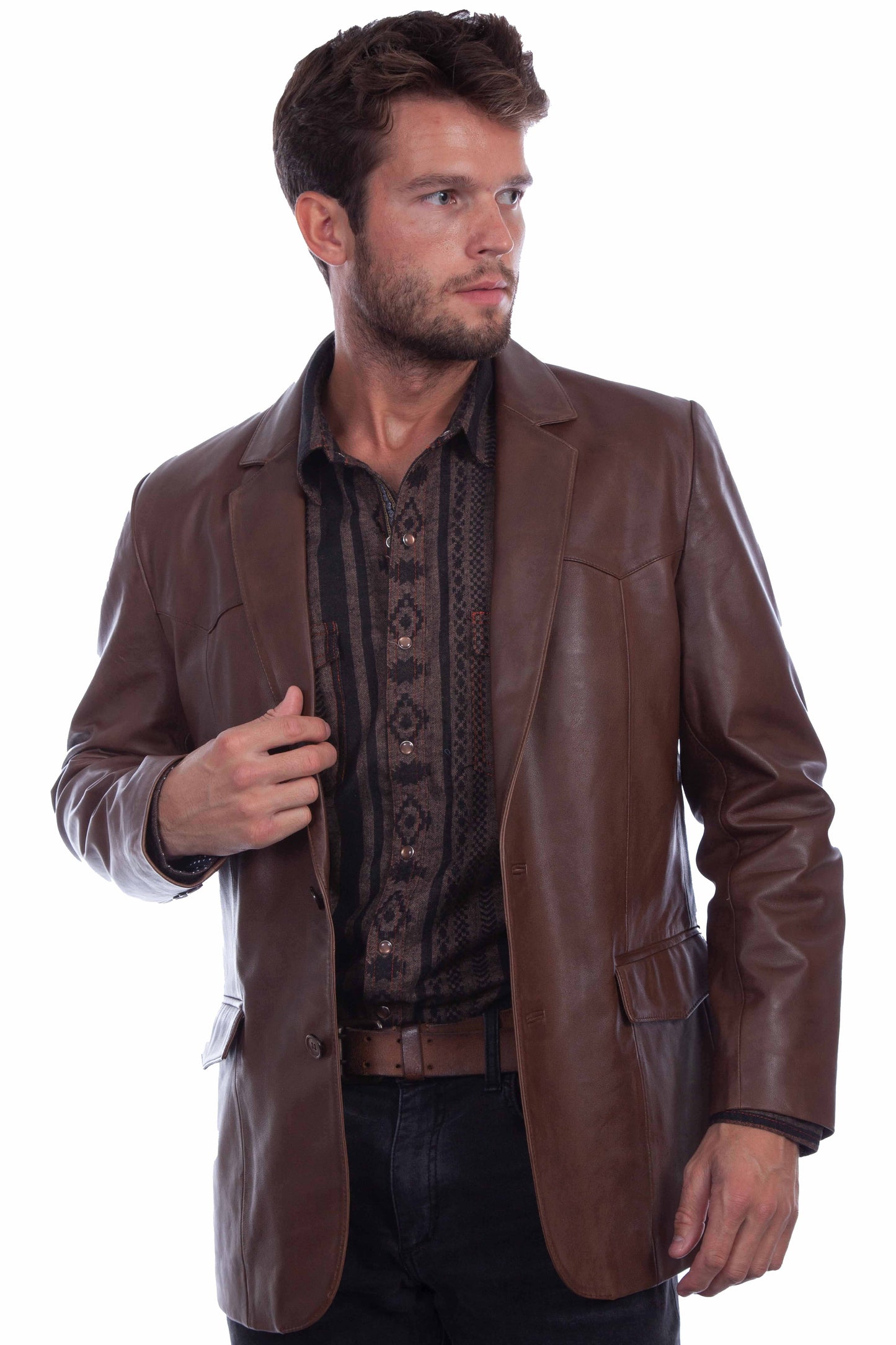 Scully Western Men's Lambskin Classic Blazer in Chocolate